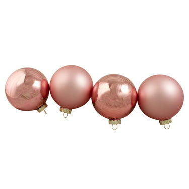 4ct Pink 2-Finish Glass Christmas Ball Ornaments 4